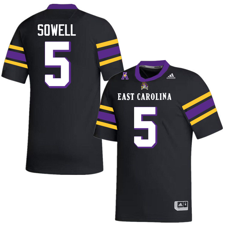 Chase Sowell ECU Jersey,East Carolina Pirates #5 Chase Sowell Jersey Youth College-Black 2024